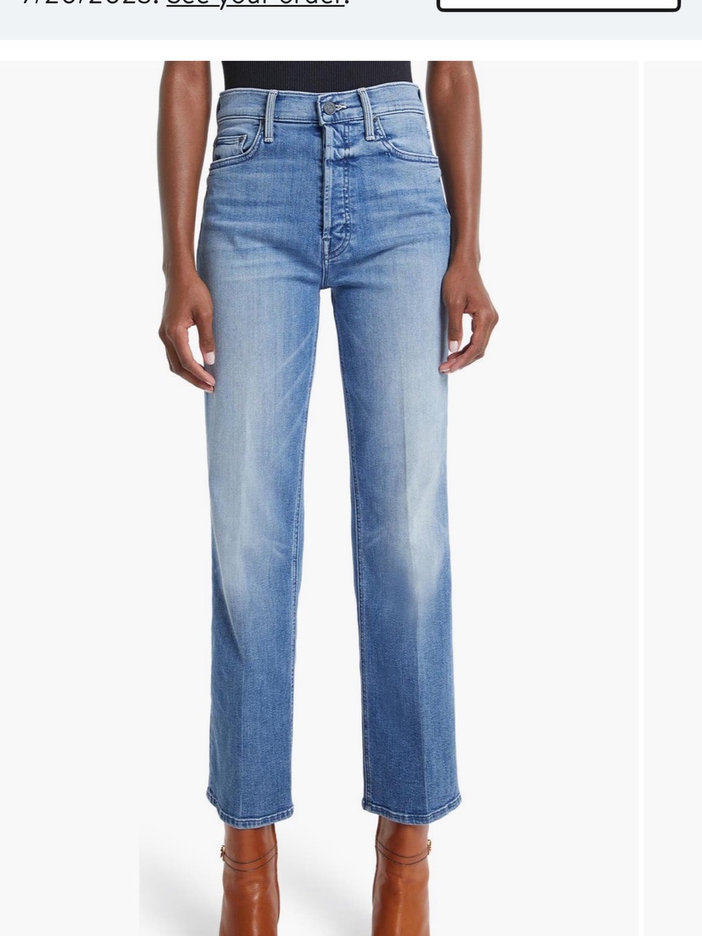 MOTHER Light Wash High-Rise Straight Leg Jeans